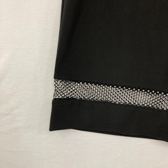 Vecceli Italy Large Black Embellished Wide Leg Stretch Pull-on Pants - Picture 4 of 11